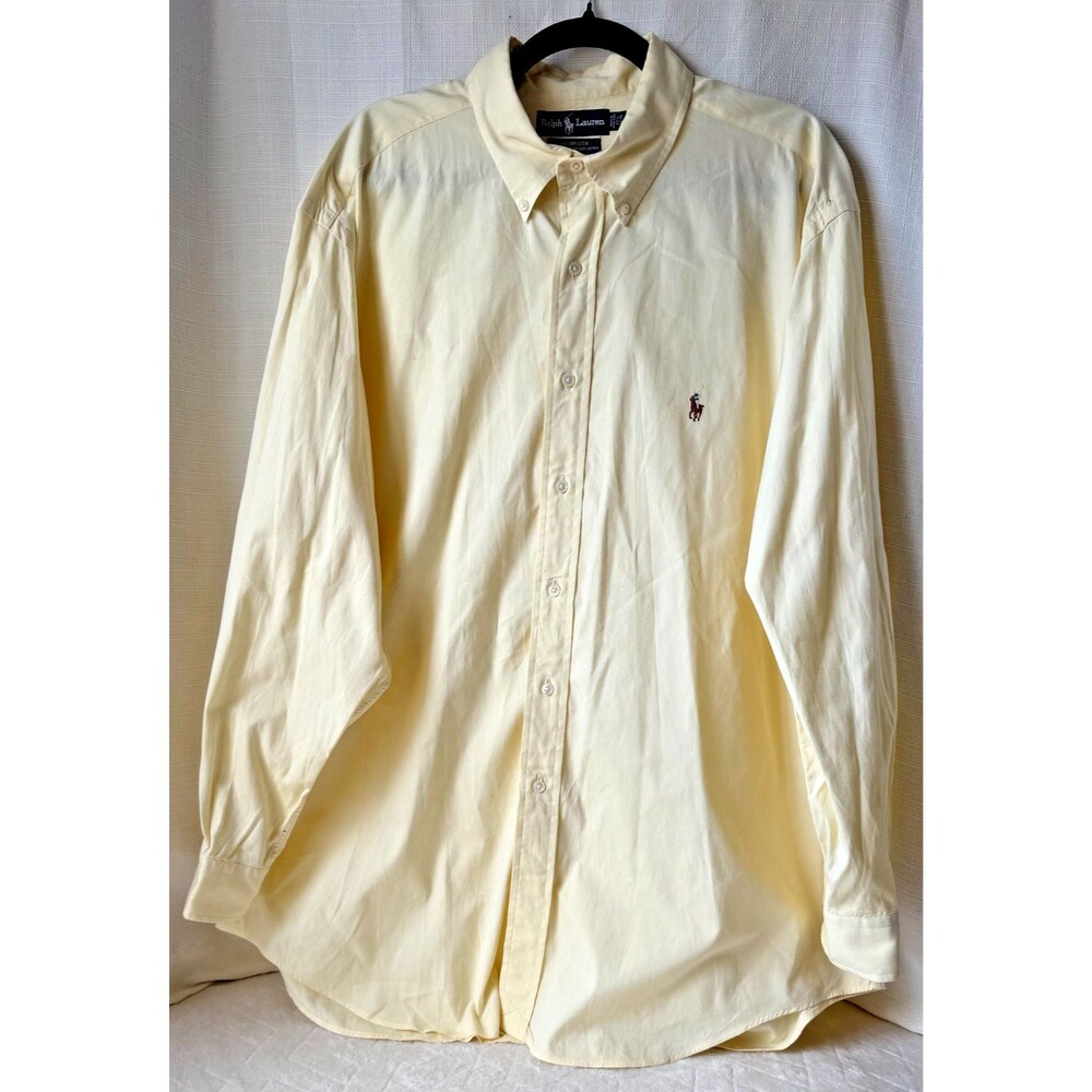 Ralph Lauren Yarmouth Oxford Shirt Mens 17.5 35 Yellow Cotton Button Down 6804